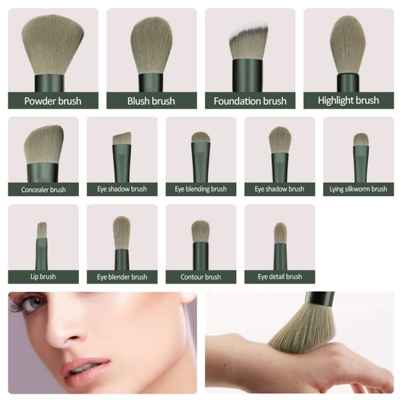 13Pcs Makeup Brush Set & Bag Portable Beauty Tool - Picture 4 of 13